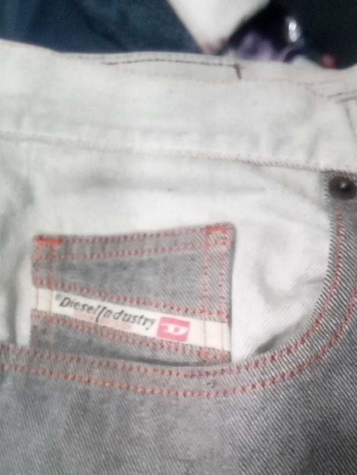 Diesel Slim Men's Jeans In Light Gray With Orange Stitching